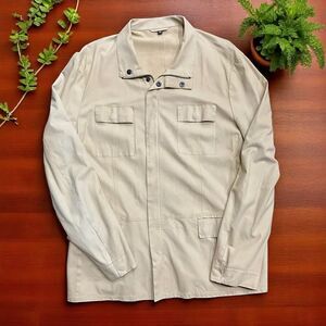 Giorgio Armani Casual Lamb Leather Full Zip Beige Jacket Men's Size Large